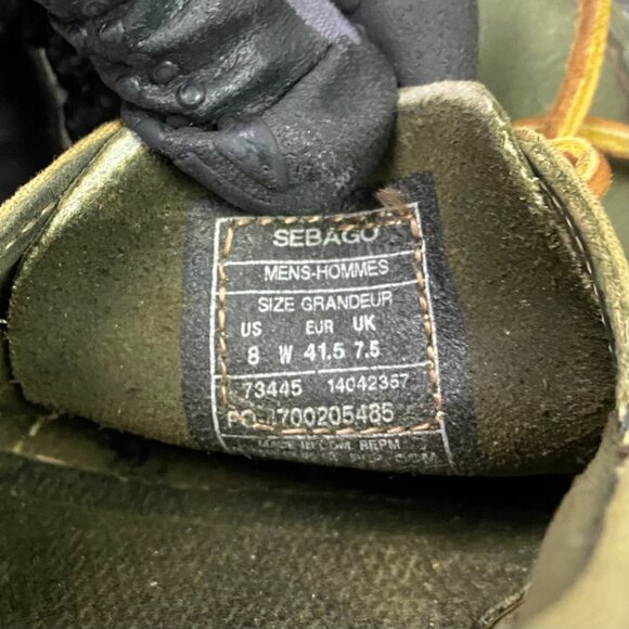 Filson Segago Docksides Shoes Mens 8 W Brown Green Boat Leather Canvas Tin Cloth - Picture 13 of 15